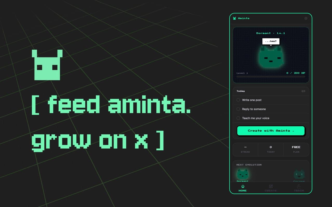 The Aminta extension panel: the companion, today's tasks and Create with Aminta.